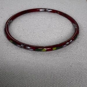 Chic Floral Red Bangle Bracelet